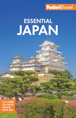 Fodor's Essential Japan guidebook cover featuring Himeji Castle and pink flowers.