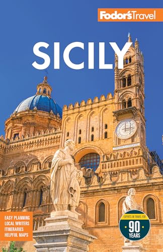 Fodor's Sicily travel guide cover featuring a cathedral and statue.