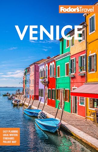 Fodor's Venice travel guide cover with colorful Burano canal buildings.