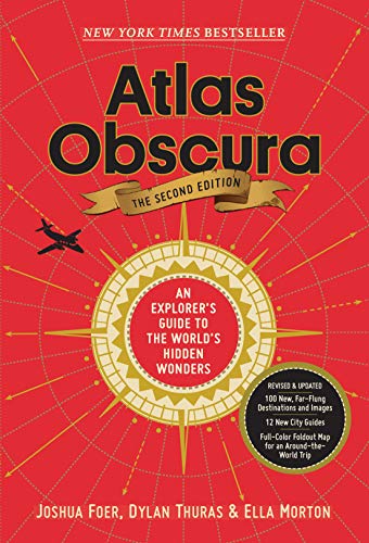 Red book cover with white text: "Atlas Obscura, The Second Edition.