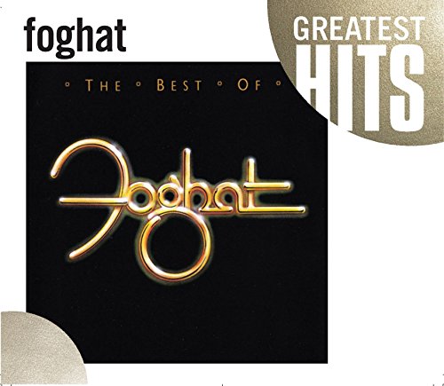 Album cover for Foghat's Greatest Hits featuring a gold logo on black background.