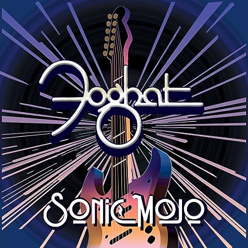 Foghat "Sonic Mojo" album cover with electric guitar and radiating lines.