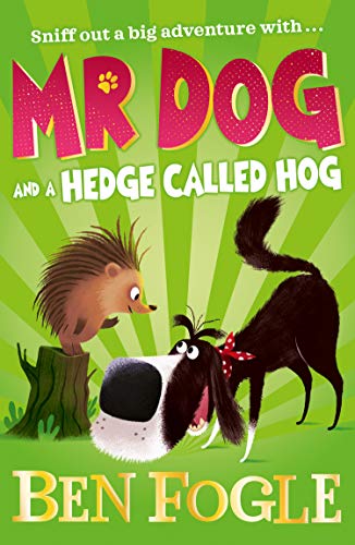 Book cover featuring a dog and a hedgehog against a green, radial background.