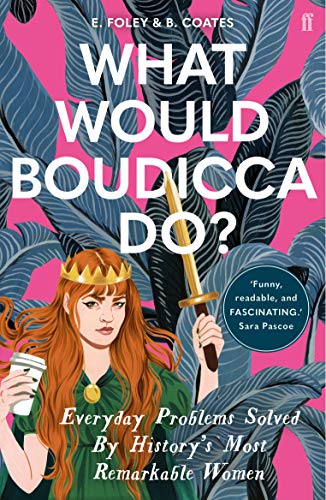 Book cover: illustrated woman with sword and coffee cup, bold title.