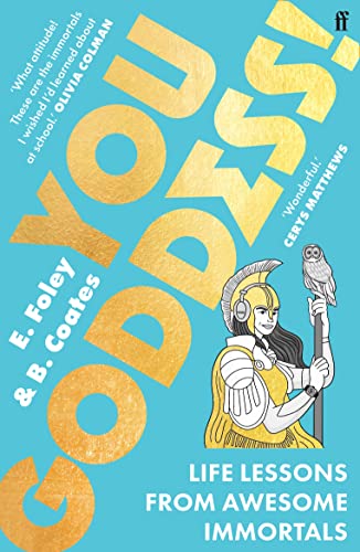 Book cover with large gold text and an illustration of a helmeted goddess holding an owl.