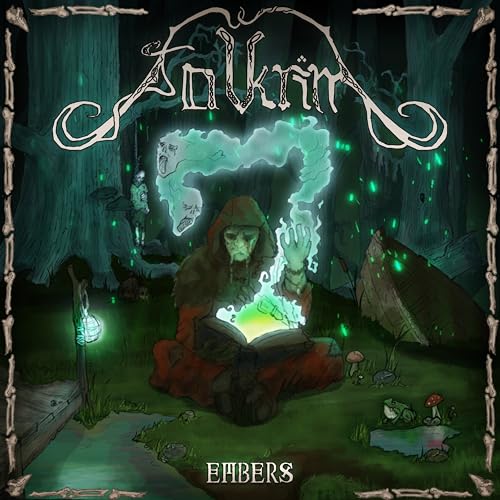 CD cover art: hooded figure with glowing book in a dark forest.