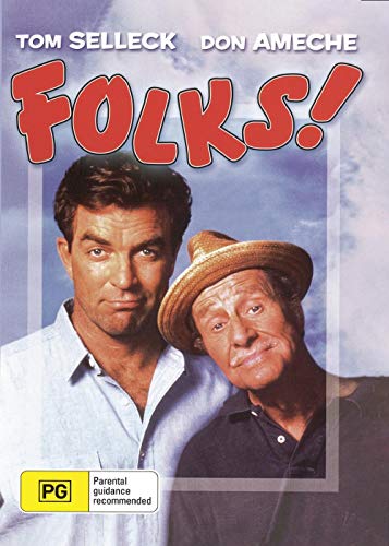 DVD cover for "Folks!" featuring Tom Selleck and Don Ameche.