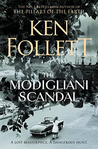 Book cover for The Modigliani Scandal by Ken Follett featuring a woman and convertible.