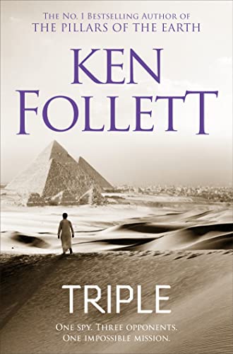 Book cover: "Triple" by Ken Follett, with pyramids and a lone figure.
