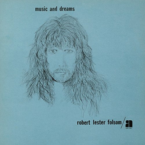 A blue album cover featuring a black ink sketch of Robert Lester Folsom's face.