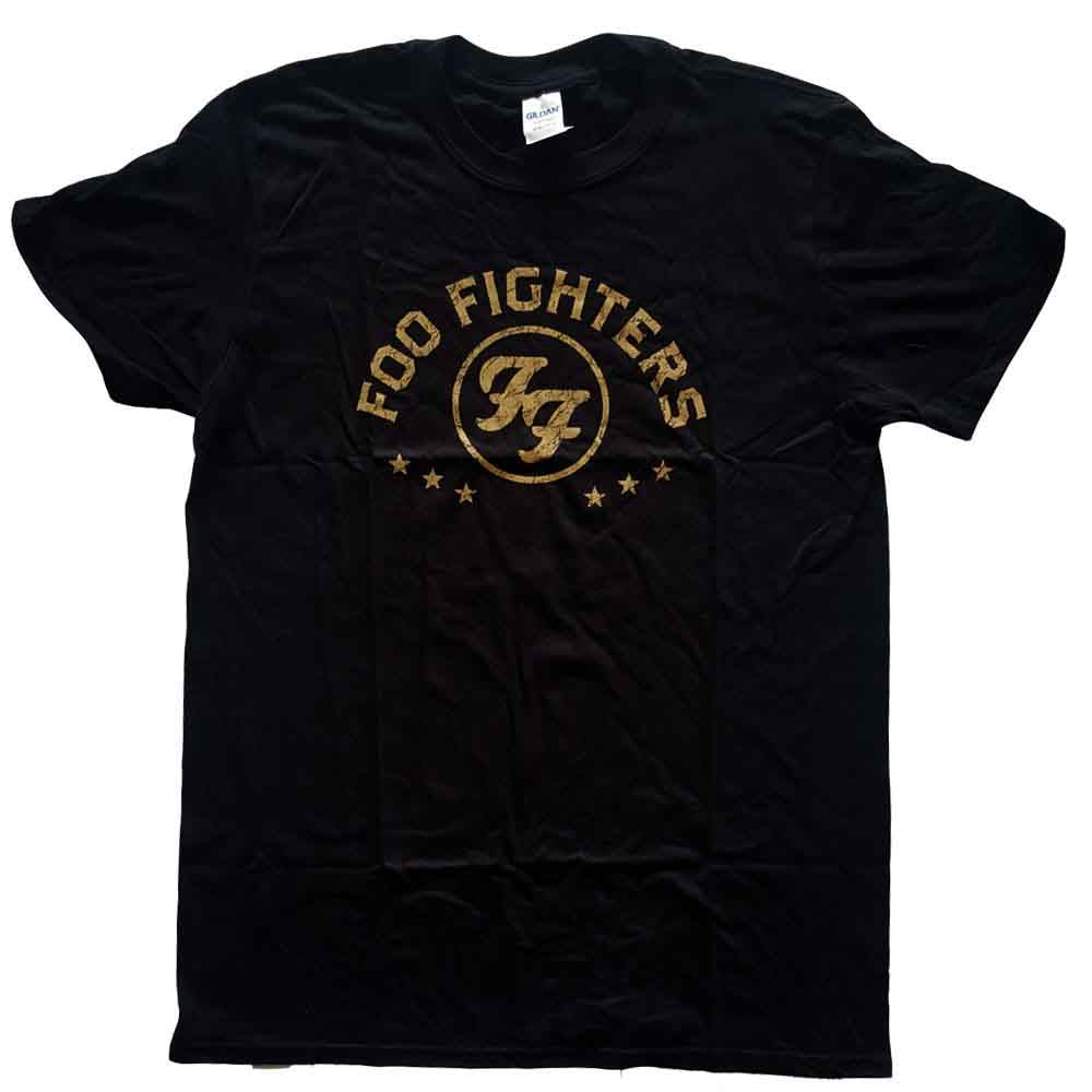Black Foo Fighters t-shirt with arched logo and star design.
