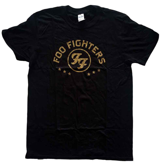 Black Foo Fighters t-shirt with arched logo and star design.