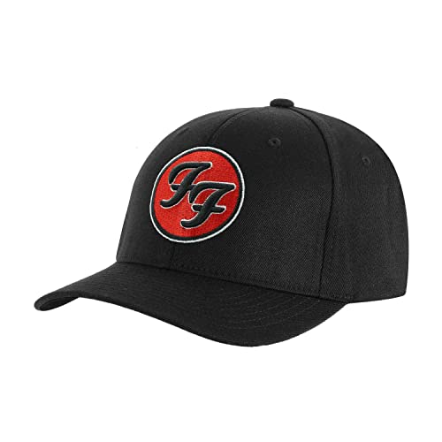 Black baseball cap featuring a circular red patch with the black Foo Fighters logo.