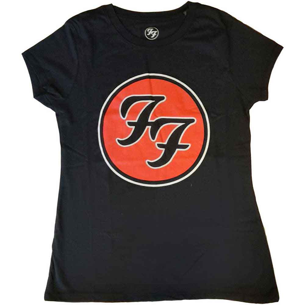 White women's t-shirt with red and black Foo Fighters logo.