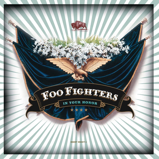 Foo Fighters “In Your Honor” vinyl album cover with eagle and drapes.
