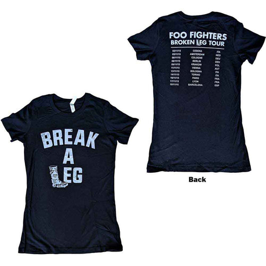 Black Foo Fighters ladies' t-shirt with back print, size X-Large.