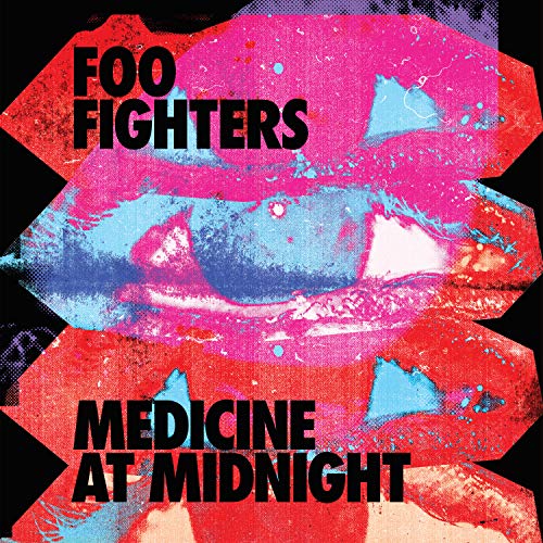 Foo Fighters “Medicine At Midnight” vinyl album cover, pink and blue abstract art.