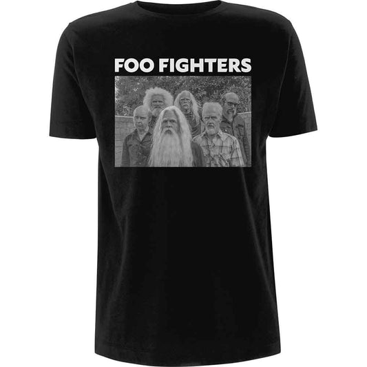 Black Foo Fighters t-shirt with a vintage band photo graphic.