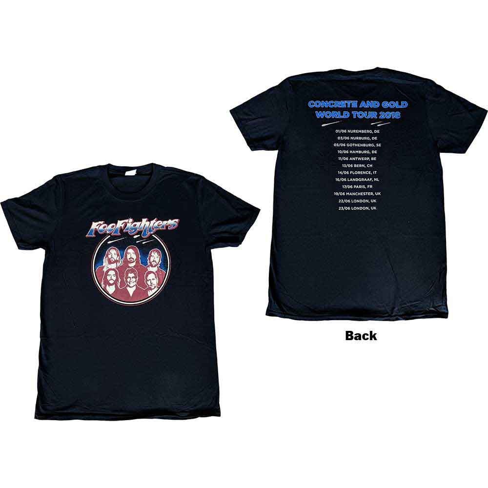 Black unisex t-shirt featuring a classic Foo Fighters band photo on the back.