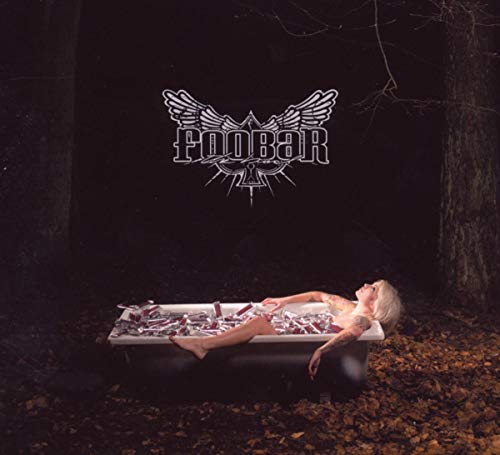 CD cover: woman in bathtub filled with cans, dark forest background.