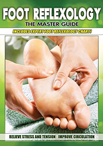 The image shows a DVD case cover for "Foot Reflexology: The Master Guide". Alt text: A person receiving foot massage on a DVD case cover.