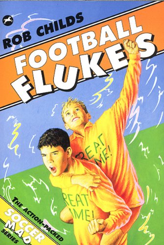 Book cover: "Football Flukes" featuring two boys and a soccer ball.