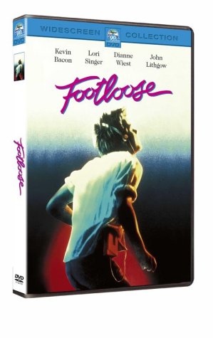 Footloose" DVD cover featuring a football player running with a red background.