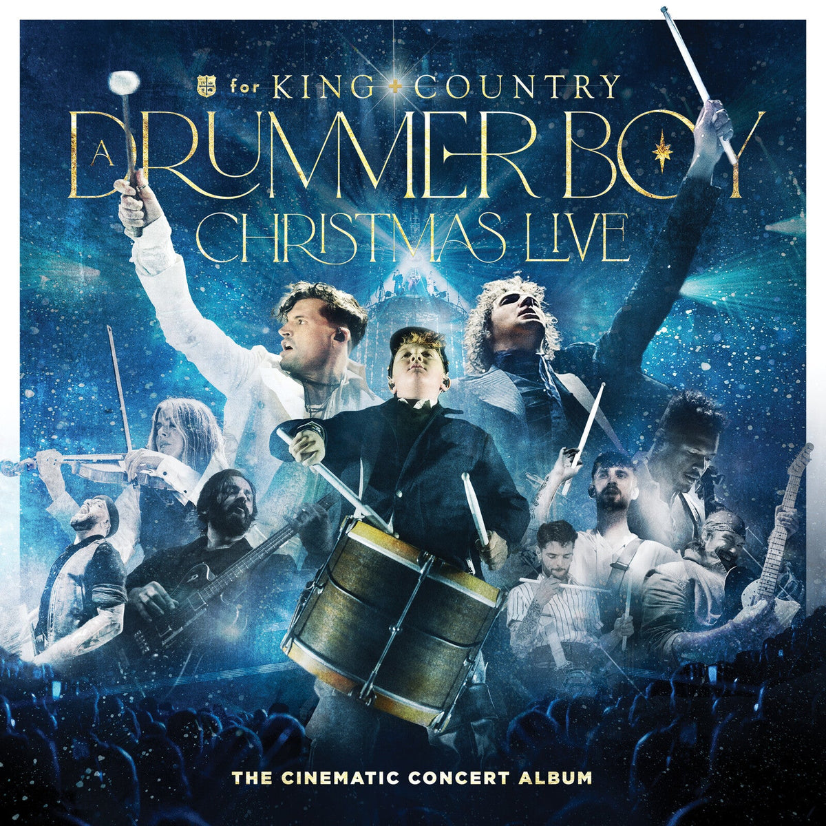 For King & Country album cover featuring musicians and a drum.
