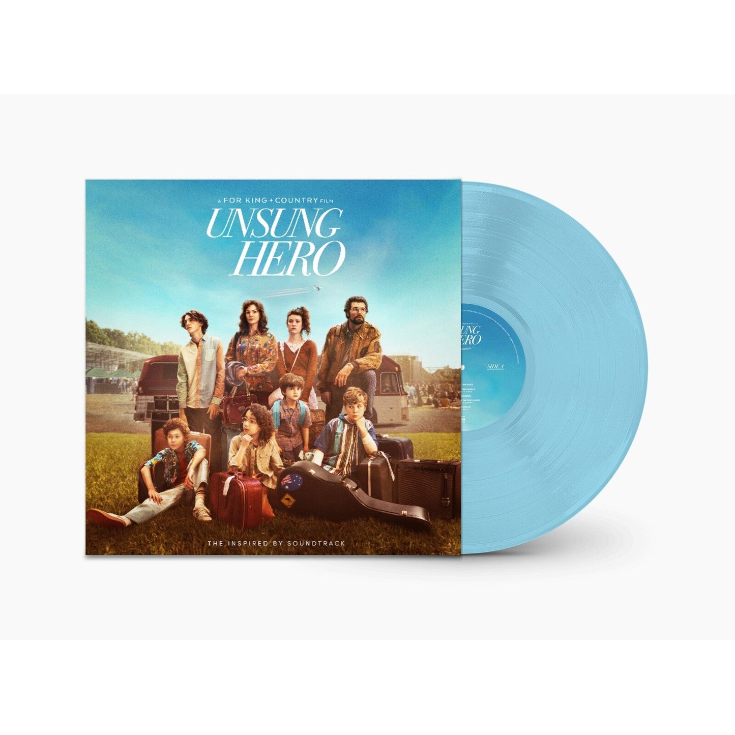 “Unsung Hero” vinyl record with cover art featuring a family portrait.