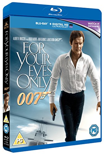 Blu-ray cover for For Your Eyes Only featuring Roger Moore holding a gun.