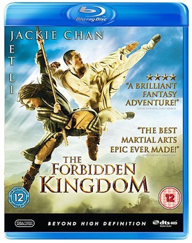 "Blu-ray disc case with 'Forbidden Kingdom' title, featuring a fantasy martial arts scene on the cover."