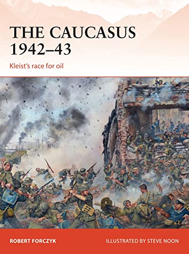 Book cover depicting a chaotic WWII battle scene in the Caucasus.