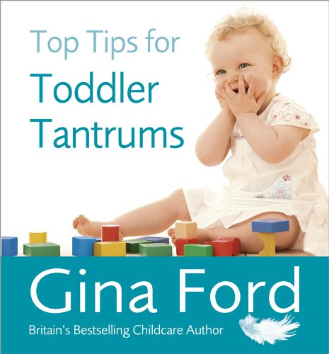 Book cover: toddler with building blocks, titled “Top Tips for Toddler Tantrums.”