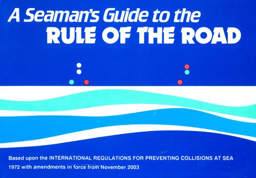 Book cover titled A Seaman's Guide to the Rule of the Road on blue.