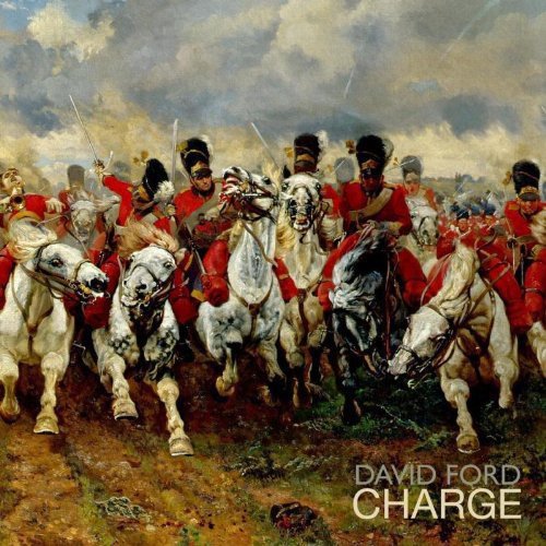 Painting of cavalry charge with soldiers on horseback, album cover.