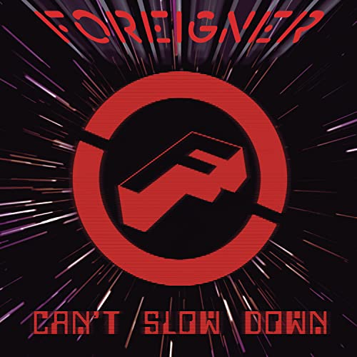 Foreigner album cover: red and black design with speed lines.