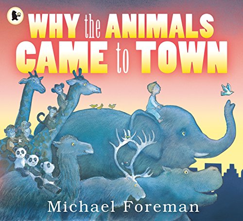 Book cover: animals gather with a boy in a colorful illustrated scene.