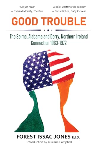 Book cover: “Good Trouble” with US and Irish flags forming a face.