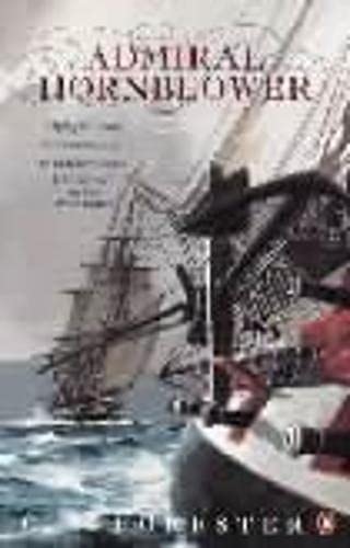 Book cover depicting sailing ships on a stormy sea, titled “Admiral Hornblower.”