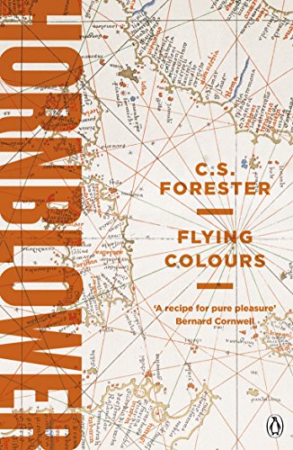 Book cover for Flying Colours by C.S. Forester featuring an antique nautical map background.