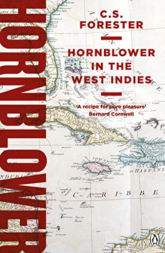 Book cover: "Hornblower in the West Indies" with a map background.