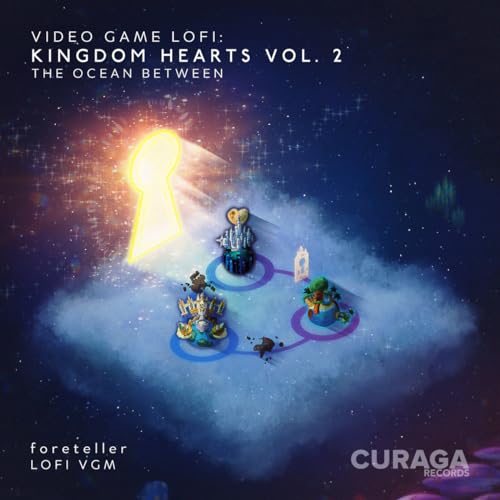 Kingdom Hearts inspired vinyl album cover with a keyhole and miniature figures.