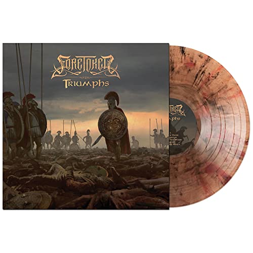 Vinyl record of "Triumphs" by Foretoken, featuring battlefield artwork.