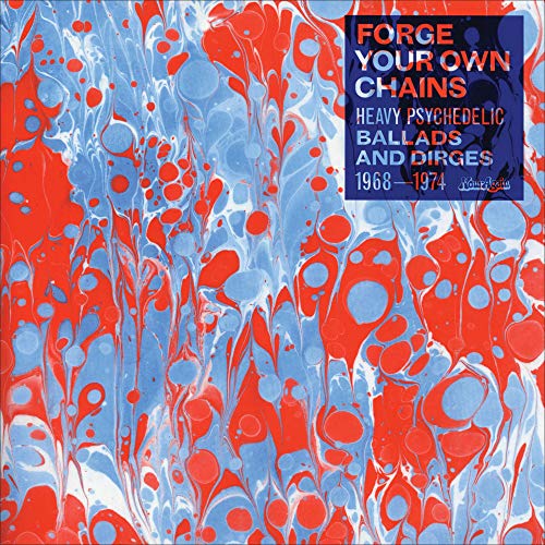 Album cover with swirling red and blue paint, and white text.