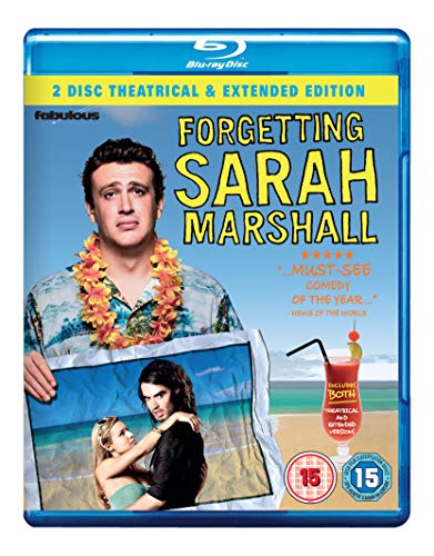 "Blu-ray case for 'Forgetting Sarah Marshall' with man and couple on beach scene."