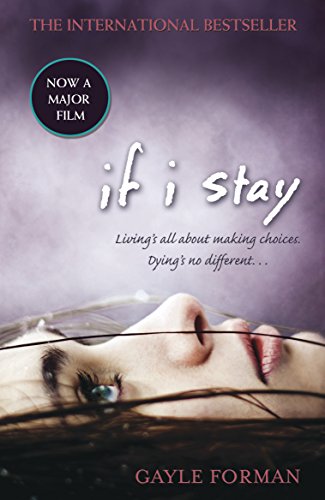 Book cover for "If I Stay" with a woman’s face and shattered glass.