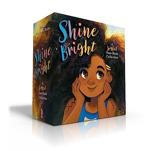 Boxed book set "Shine Bright" featuring a young girl with curly hair.