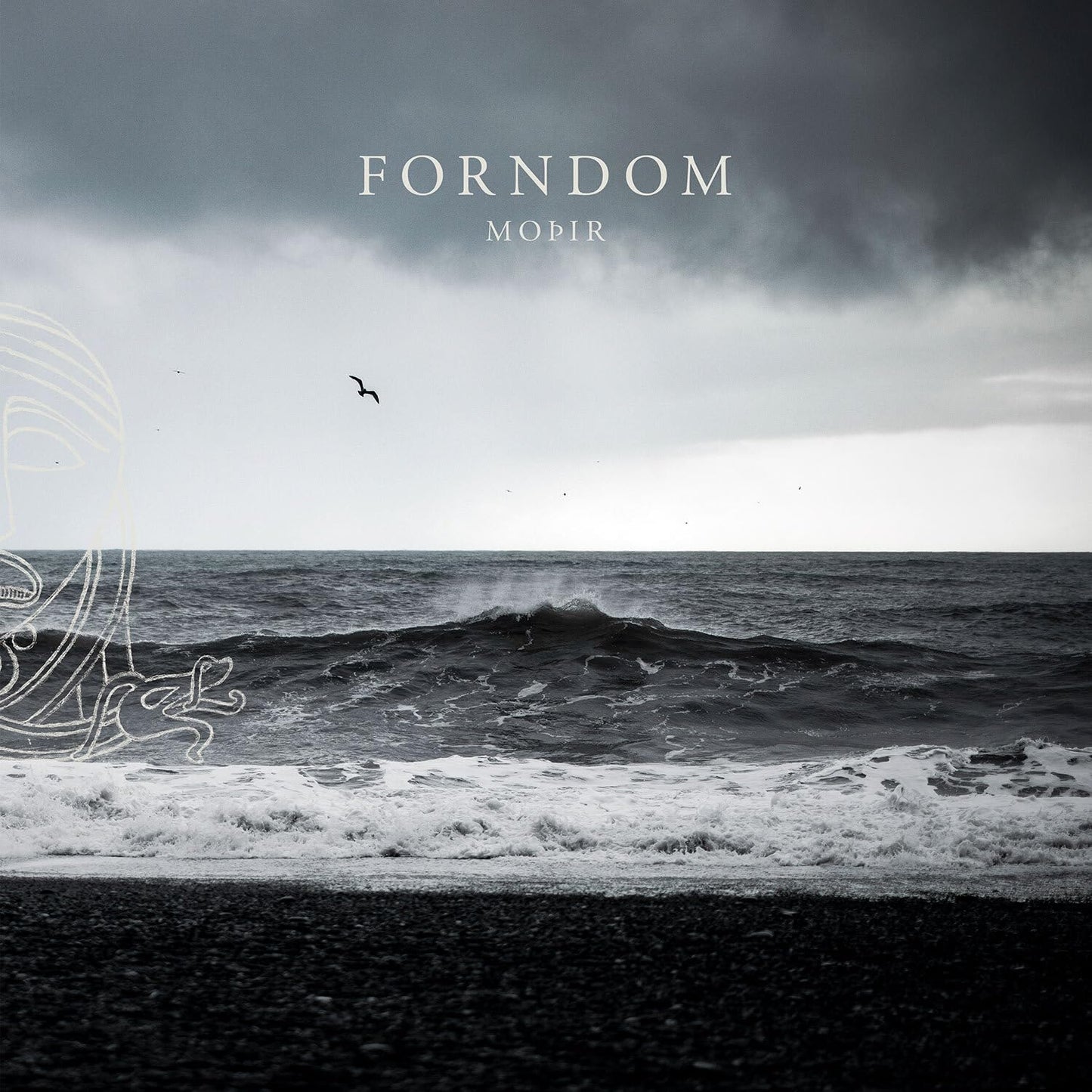 CD cover: stormy seascape with birds and faint, sketched figures.