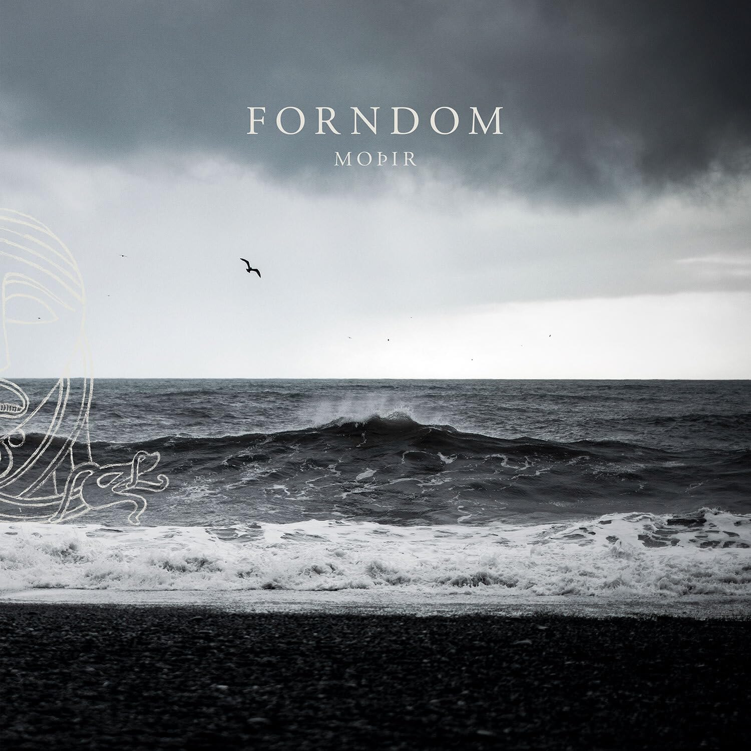 CD cover: stormy seascape with birds and faint, sketched figures.