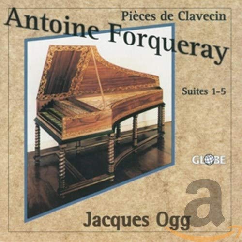 CD cover featuring a dark wood harpsichord and text: Forqueray, Ogg.